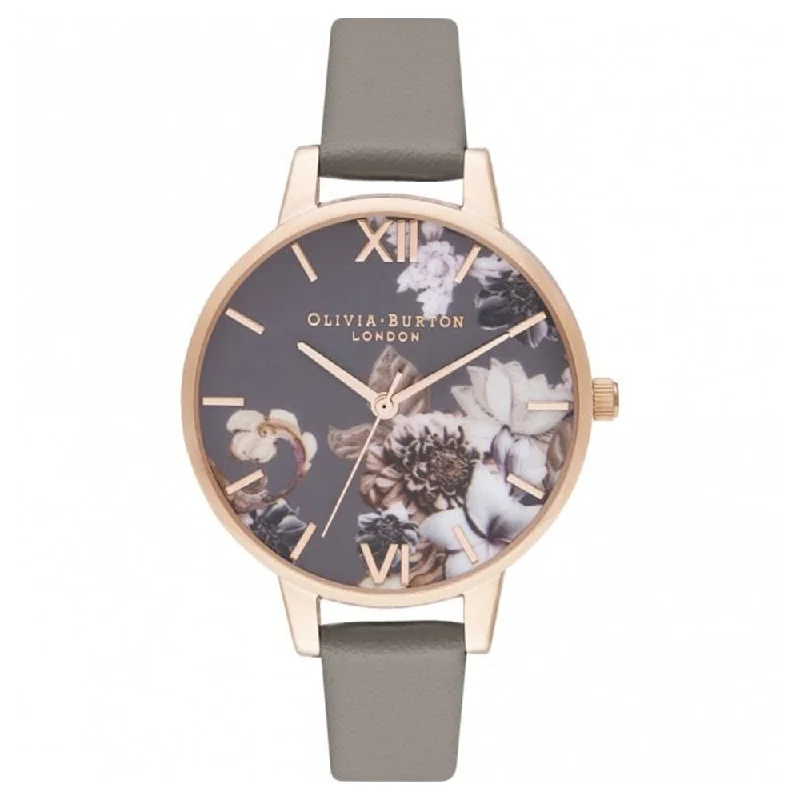 OLIVIA BURTON OB16CS20 Marble Floral Rose Gold & Vegan Leather Women's Watch