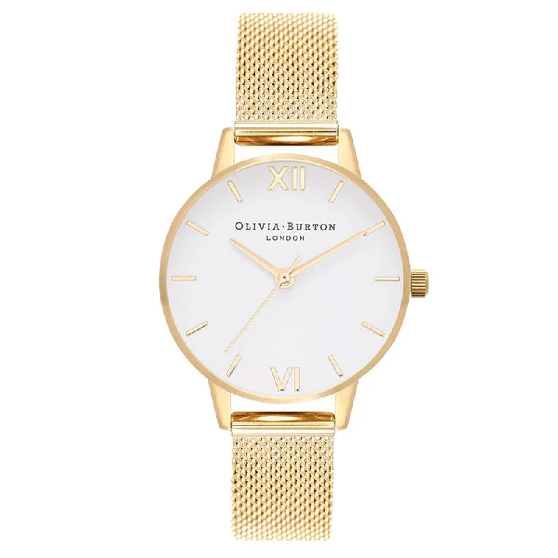 OLIVIA BURTON OB16MDW35 White Dial Gold Women's Mesh Watch