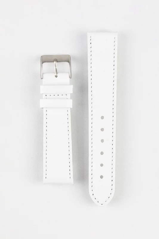 Pebro CLASSIC Unpadded Calfskin Leather Watch Strap in WHITE