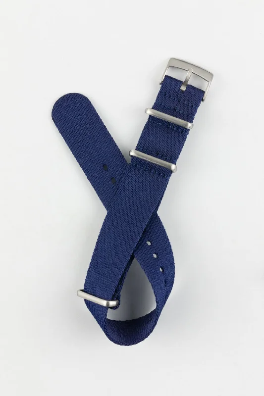 Premium Nylon Watch Strap in NAVY BLUE with Brushed Hardware