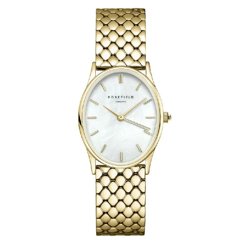 ROSEFIELD OWGSG-OV01 The Oval White Mop Steel Gold Women's Watch