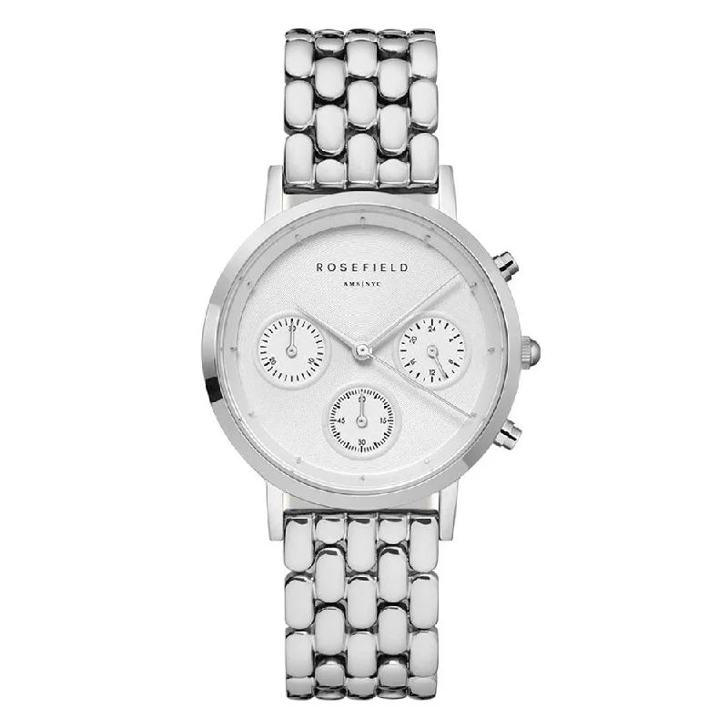 ROSEFIELD The Gabby  NWG-N92 Ladies Chronograph 33mm White Dial Stainless Steel Strap