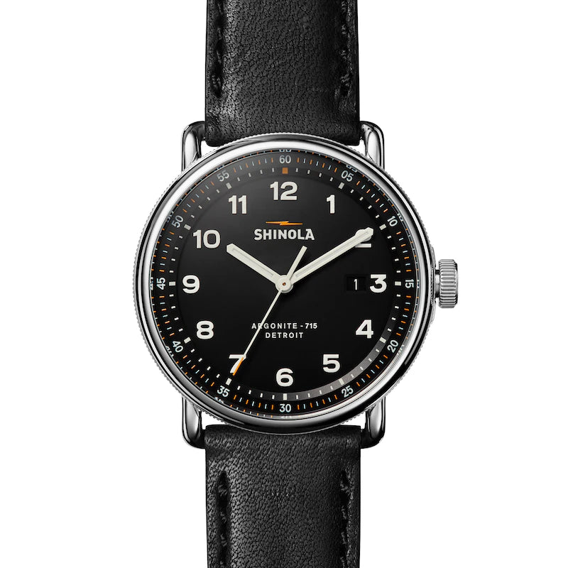 Shinola Canfield 43mm Black Dial & Leather