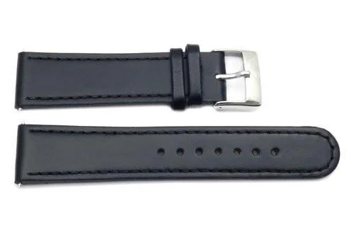 Swiss Army Genuine Black Smooth Leather 22mm Infantry Chrono Watch Strap