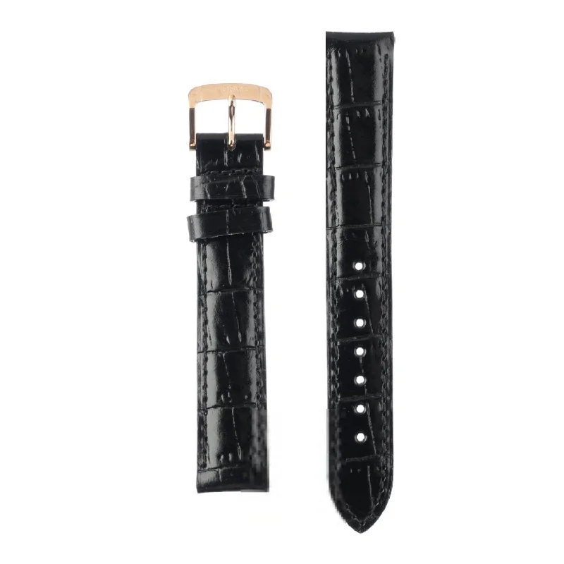 Tissot 15mm Gold Run Black Leather Strap