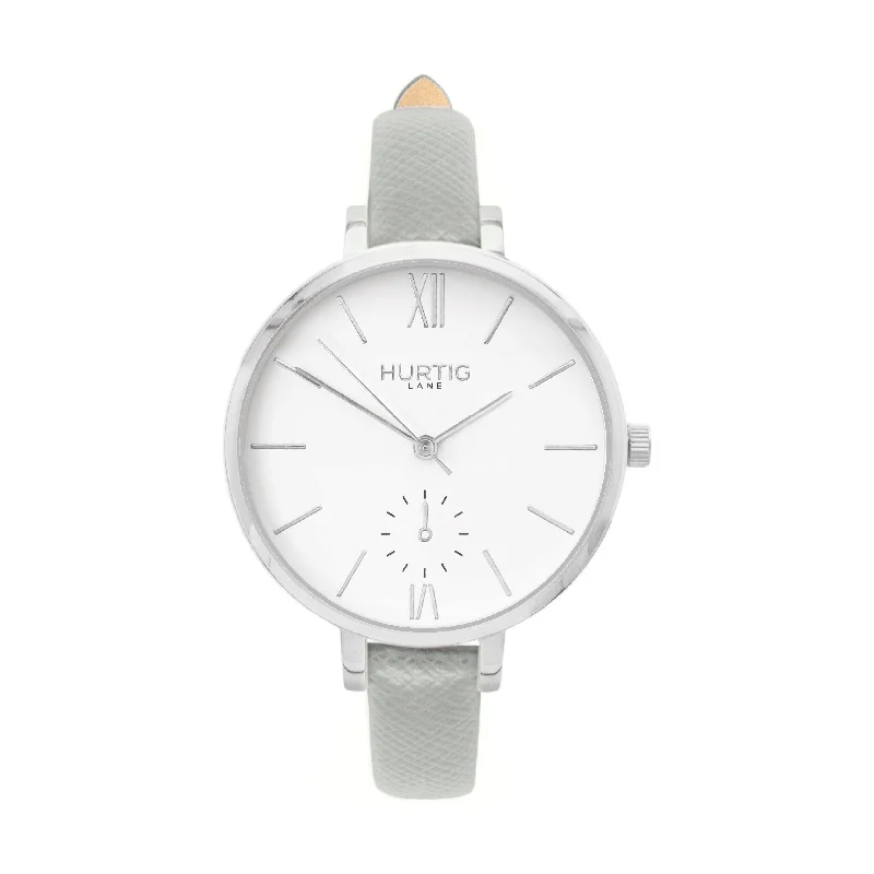 Amalfi Petite Vegan Leather Watch Silver, White & Grey