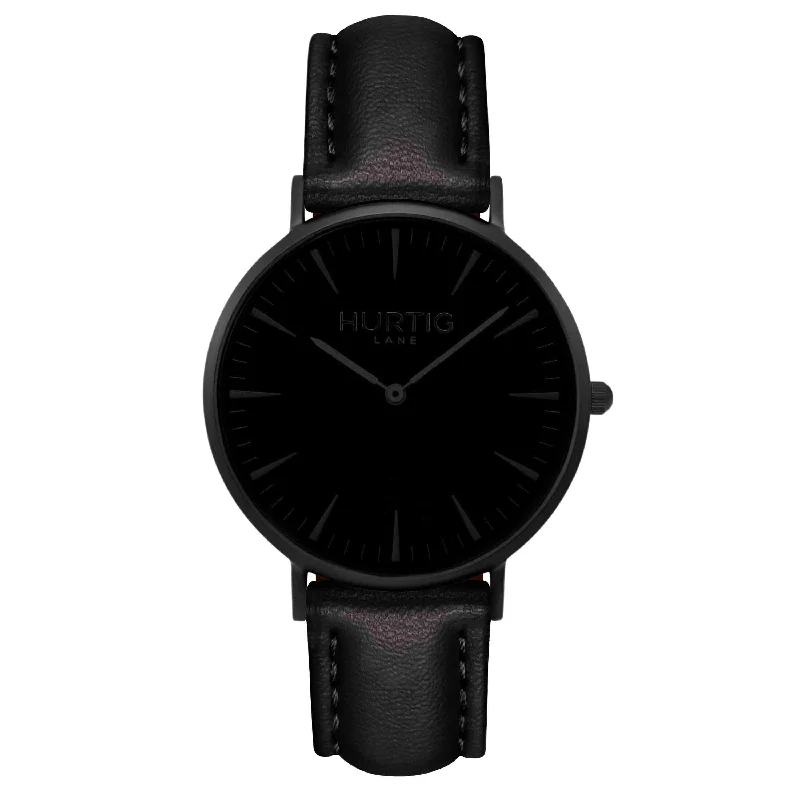 Mykonos Vegan Leather Watch All Black & Black